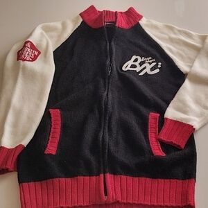 Brooklyn Express full zip embroidered sweater small